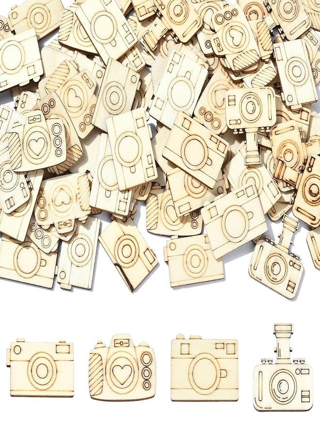 Cliths Pack of 20 Random Camera Wood Cutouts - Unfinished Wooden Painting Crafts for DIY Arts & Crafts Projects, Home Decor, and Gifts - Image 1